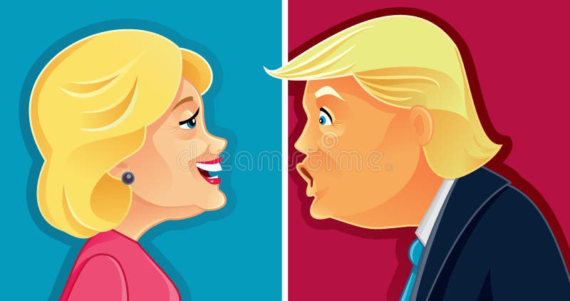 Caricatura de Hillary Clinton e de Donald Trump