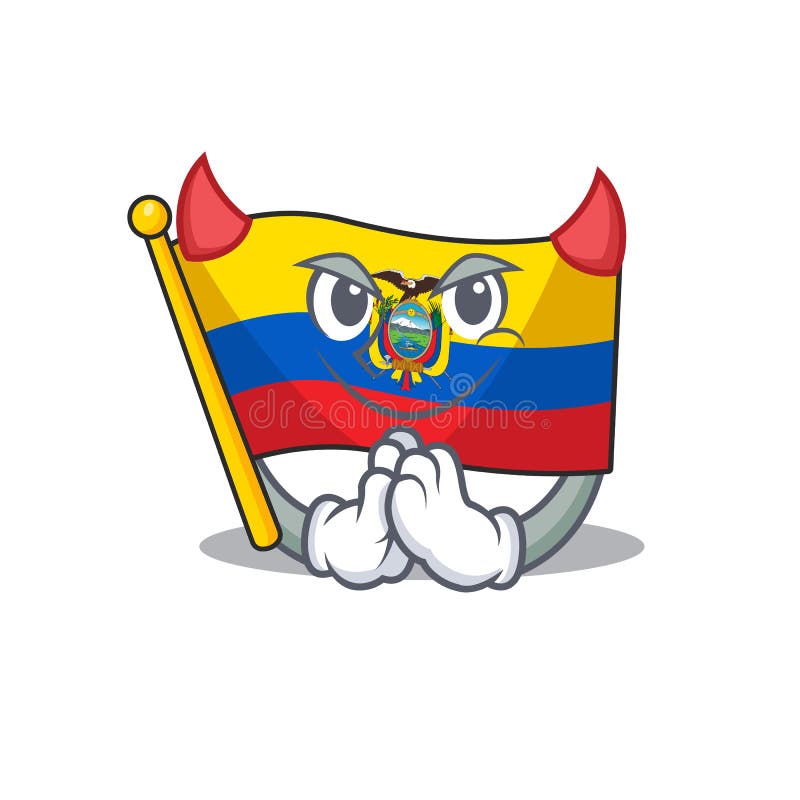 Caricatura Del Ecuador De La Bandera En Un Gesto Del Diablo Ilustración