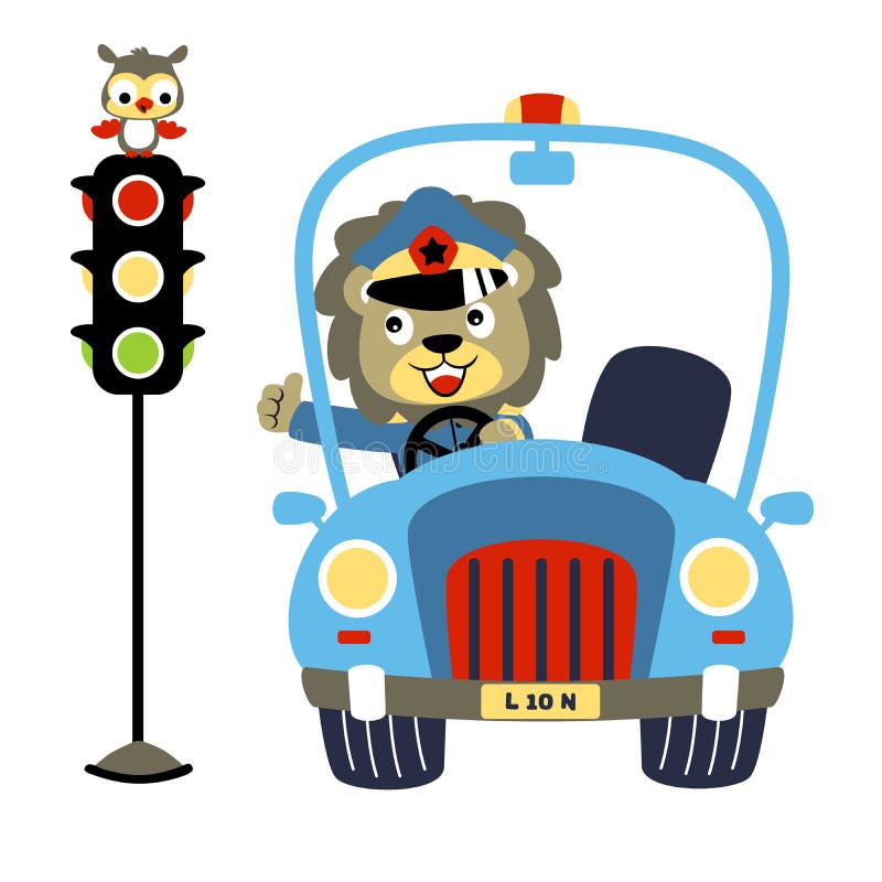 Caricatura Divertida De Un Policía De Tránsito Con Poco Búho En El Semáforo  Ilustración del Vector - Ilustración de coche, adorable: 168680455