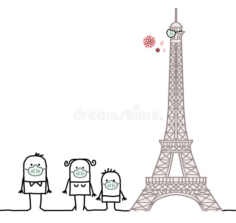 Más grande A escala nacional A veces a veces Caricatura En París Con Torre Eiffel Y Máscaras Contra El Virus Ilustración  del Vector - Ilustración de familia, historieta: 177873574