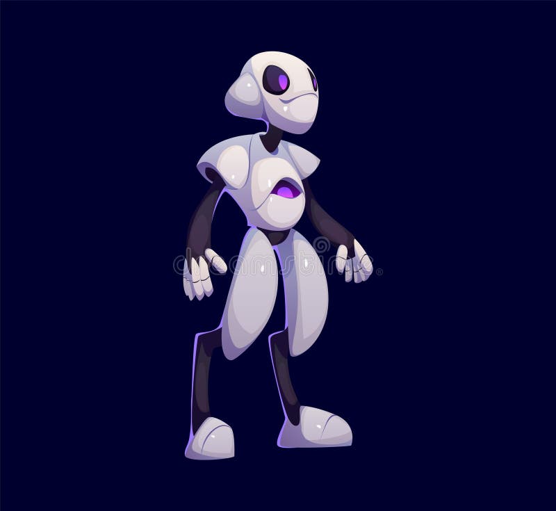Caricatura futurista personaje robot con cuerpo elegante ilustración del vector
