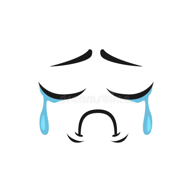 Caricatura llorando cara con lágrimas goteando de los ojos ilustración del vector