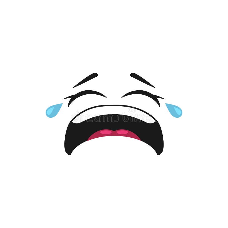 Caricatura llorando cara emoji expresión facial alterada stock de ilustración