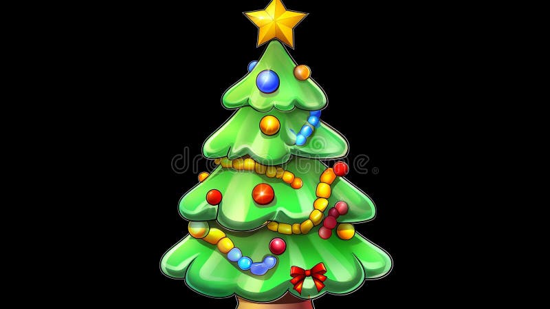 Caricatura pegatina de fondo blanco imagen árbol de navidad ai generativo ilustración del vector