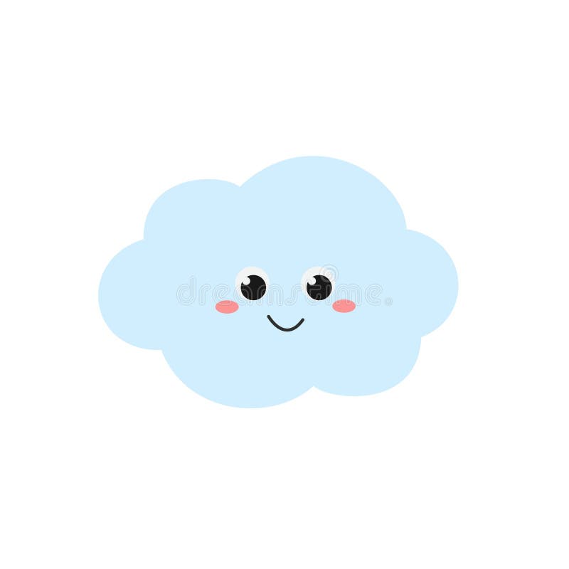 Caricatura Pequeña En La Nube En Estilo Plano Ilustración del Vector -  Ilustración de azul, plano: 168605173
