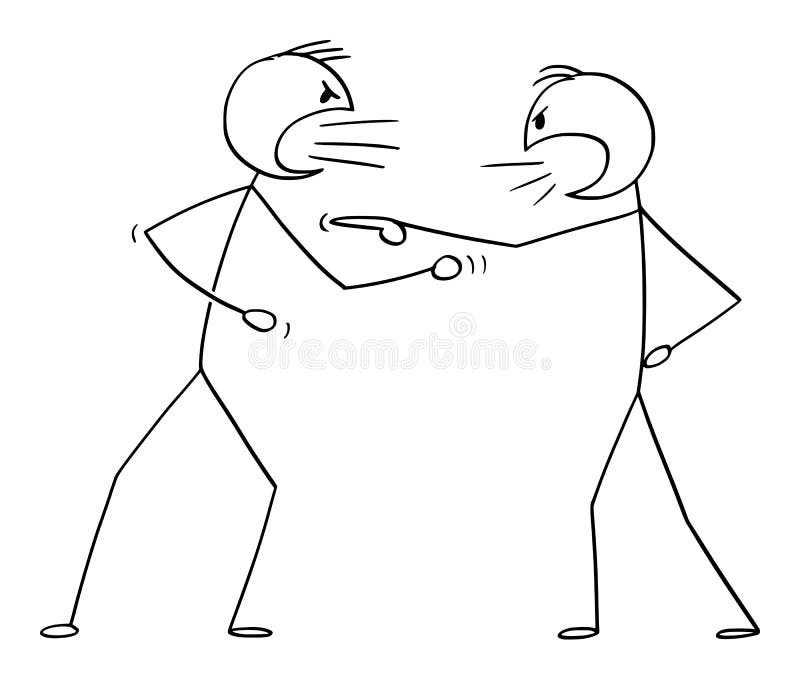 Caricatura vectorial de dos hombres enojados que discuten o luchan ilustración del vector
