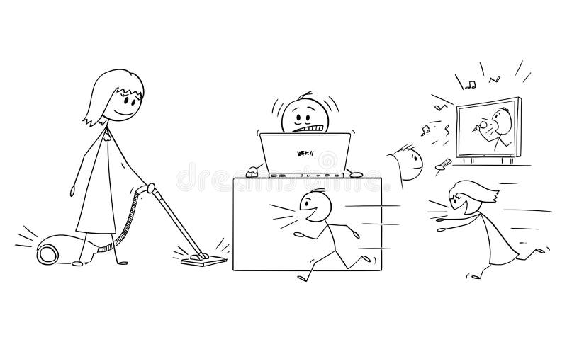 Caricatura vectorial Ilustración de hombre de negocios o hombre de negocios estresado o frustrado que intenta trabajar con niños ilustración del vector