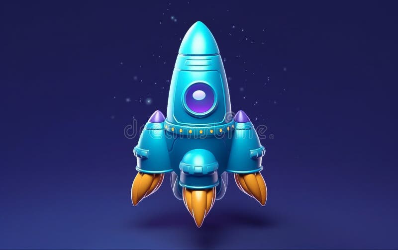 3D blue rocket ship cartoon. Fantasy, Minimal, Clean, 3D Render, Surrealistic, Photographic Style, illustration, Close Up. Created with Generative AI technology. 3D blue rocket ship cartoon. Fantasy, Minimal, Clean, 3D Render, Surrealistic, Photographic Style, illustration, Close Up. Created with Generative AI technology