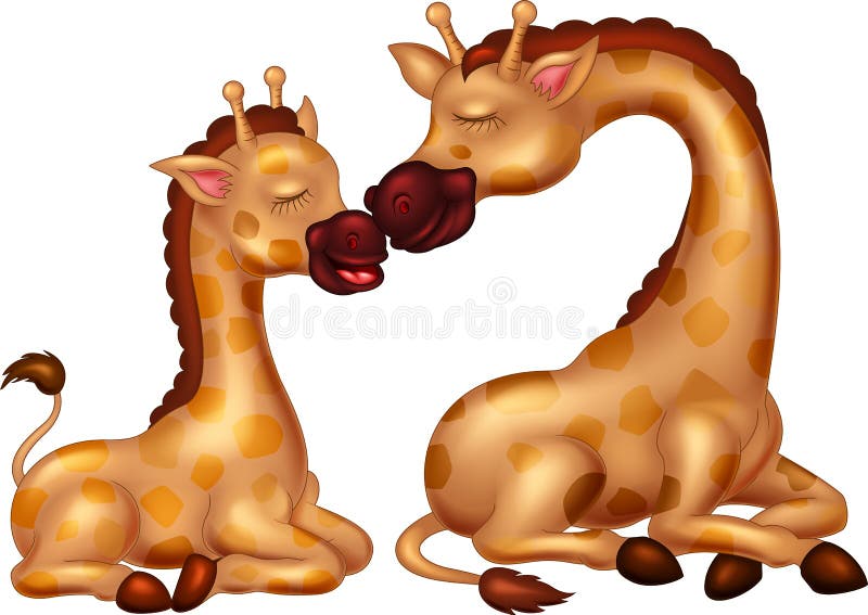 Caricatură ciudată cu zebra stând sărutându-și fiul cu zâmbetul stock illustration