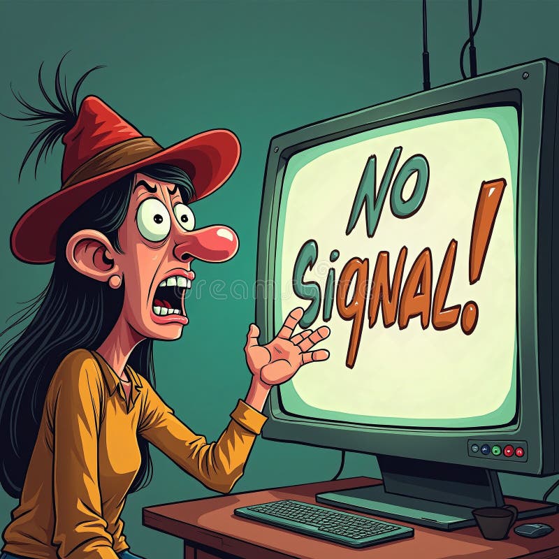 Caricatură computerizată fără semnal wifi online Service silențios Ransomware stock illustration