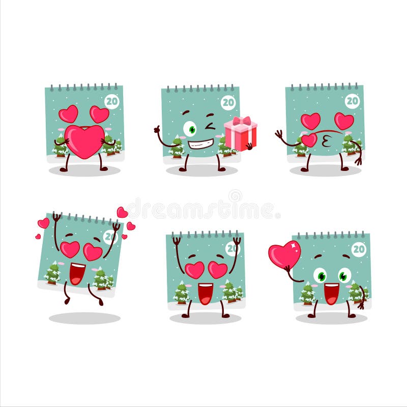 Caricatură din calendarul 20 decembrie cu emoticon drăguț stock illustration