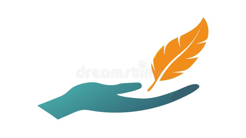 Caring Hand Holding Orange Feather Empathy Concept, vector design Generative AI vector illustration
