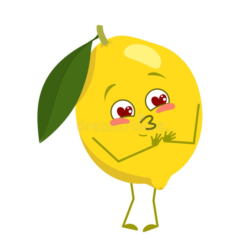 Carini di limone innamorati di occhi cuori volti braccia e gambe. decorazione primaverile o estiva. divertente o illustrazione vettoriale