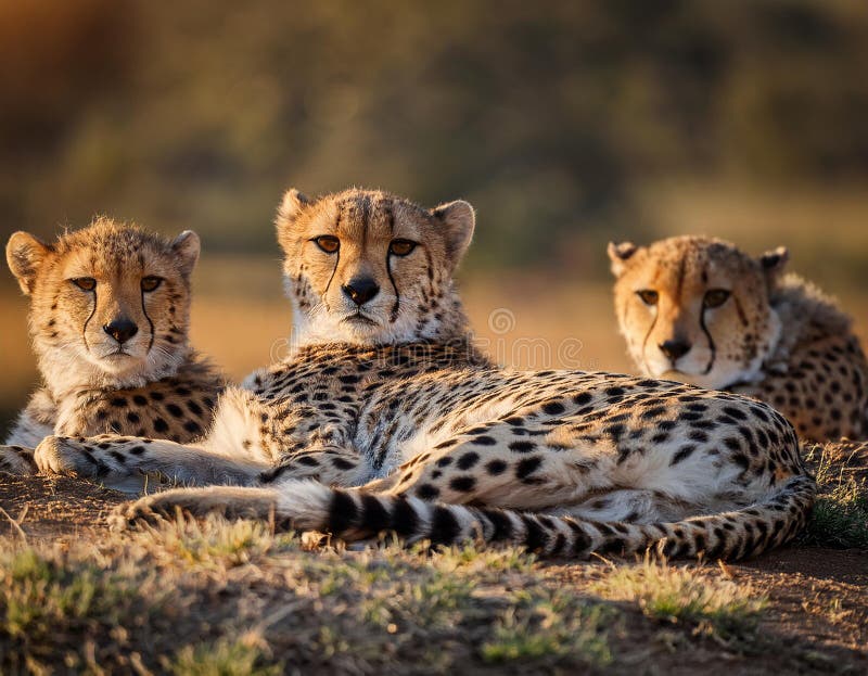 Carino cheetah acinonyx jubatus famigliare si riposava e aspettava la caccia illustrazione vettoriale