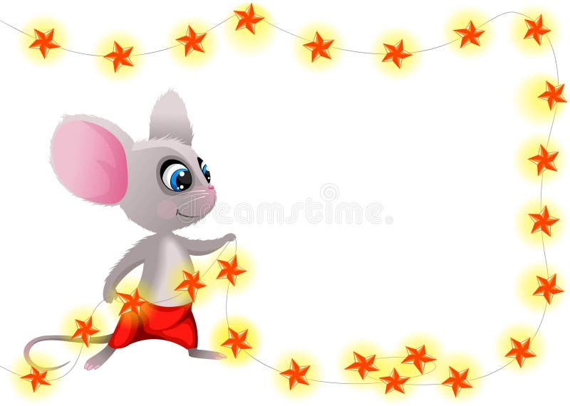 Carino topolino con le luci di Natale Illustrazione vettoriale illustrazione vettoriale Carino topolino con le luci di Natale Illustrazione vettoriale illustrazione vettoriale