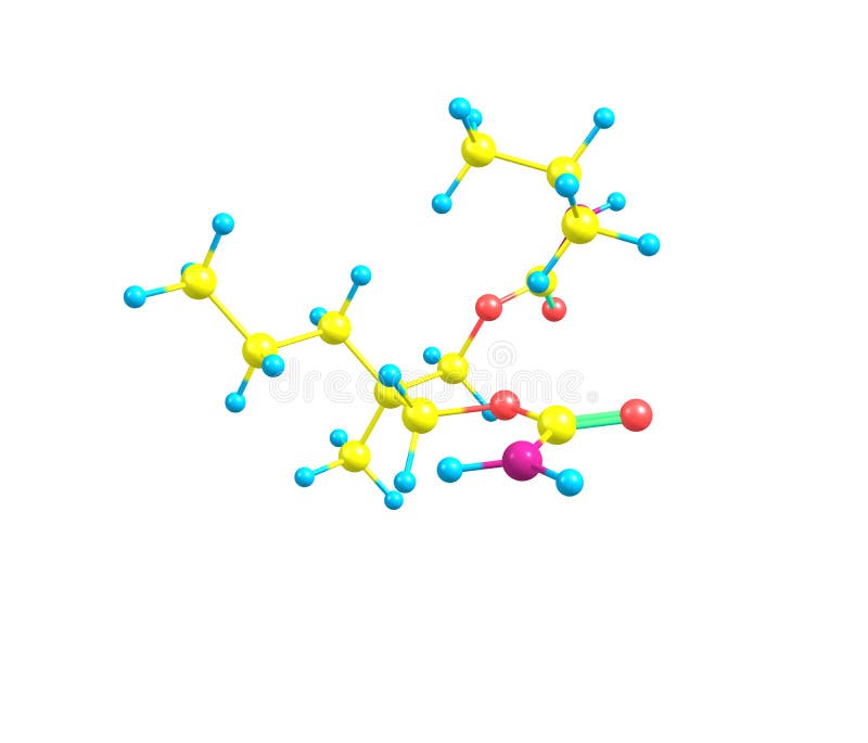 Carisoprodol molecule isolated on white