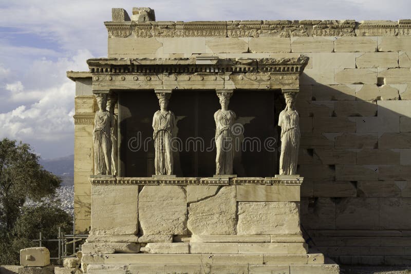 Photo of the Caryatids in Erechtheum, Acropolis,Athens,Greece. Photo of the Caryatids in Erechtheum, Acropolis,Athens,Greece