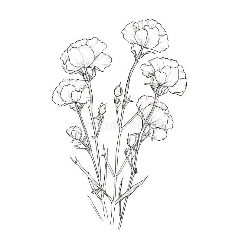 Carnation Flowers Drawing and Sketch with Line-art Stock Vector -  Illustration of clipboard, back: 91771548