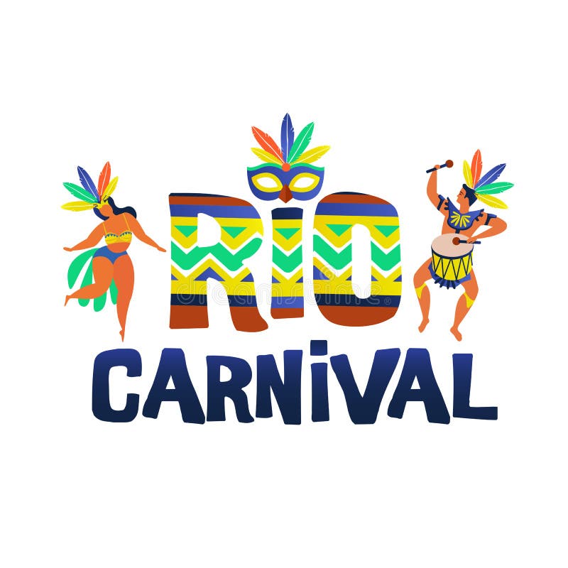 Carnaval de Brasil Vector a ilustração de homens e de mulheres engraçados da dança em trajes brilhantes Elemento do projeto para ilustração stock Carnaval de Brasil Vector a ilustração de homens e de mulheres engraçados da dança em trajes brilhantes Elemento do projeto para ilustração stock