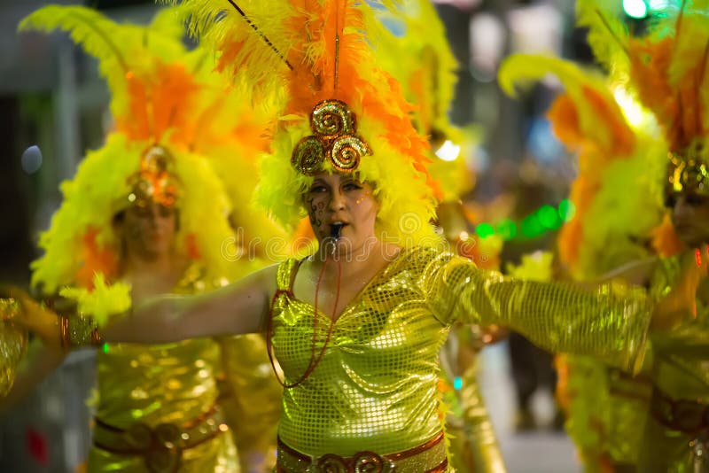 Carnaval espagnol chez Sitges dans la nuit images libres de droits Carnaval espagnol chez Sitges dans la nuit images libres de droits