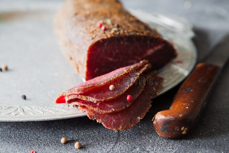 Carne curada imagem de stock Carne curada imagem de stock