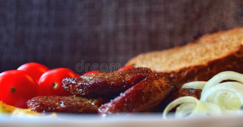 Carne de cerdo frita para el cierre del almuerzo para arriba fotos de archivo Carne de cerdo frita para el cierre del almuerzo para arriba fotos de archivo