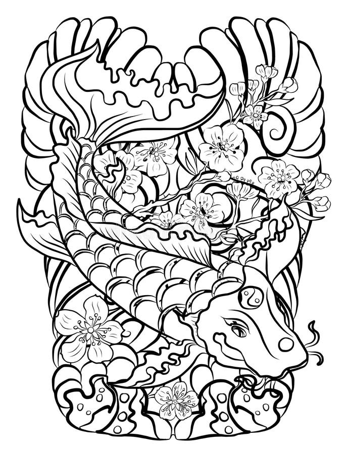 Carne De Koifish Patron De Fondo Tradicional Japones De Tatuajes Para Imprimir Diseno Tatuaje Chino Fondo Coreano Para El Estilo Ilustracion Del Vector Ilustracion De Nubes Dorado 161277674