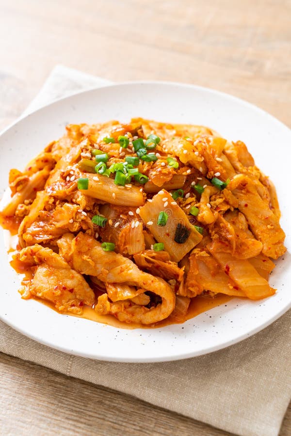 Carne de porco salteado com kimchi foto de stock royalty free Carne de porco salteado com kimchi foto de stock royalty free
