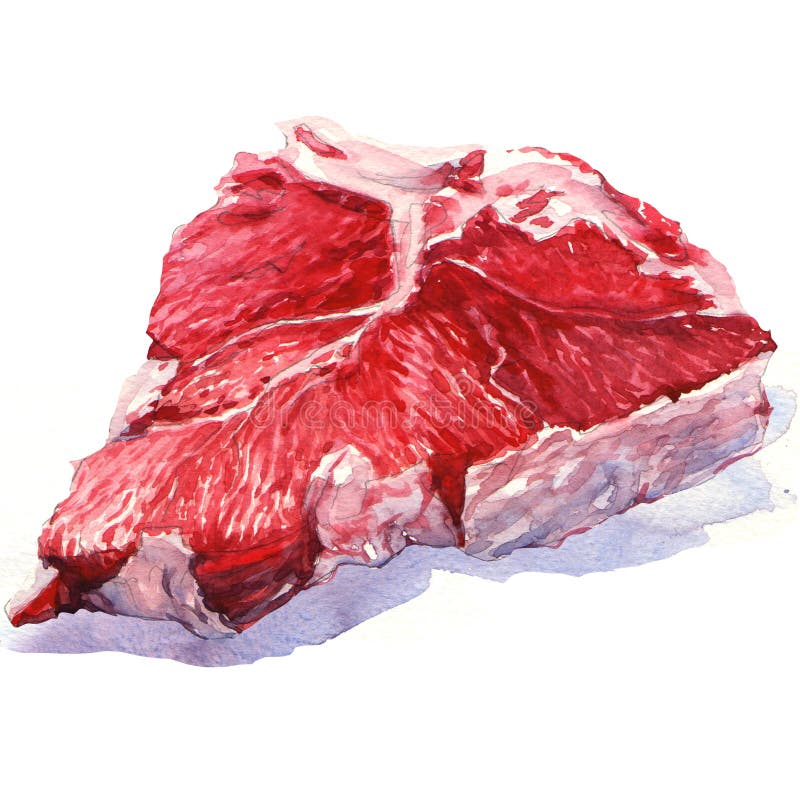 Carne fresca crua no fundo branco