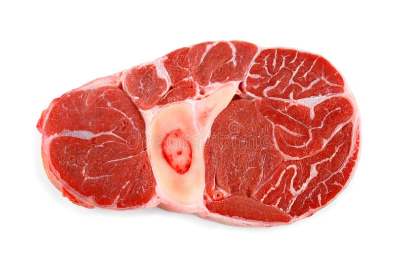 Carne fresca da pata da vitela no fundo branco imagens de stock Carne fresca da pata da vitela no fundo branco imagens de stock