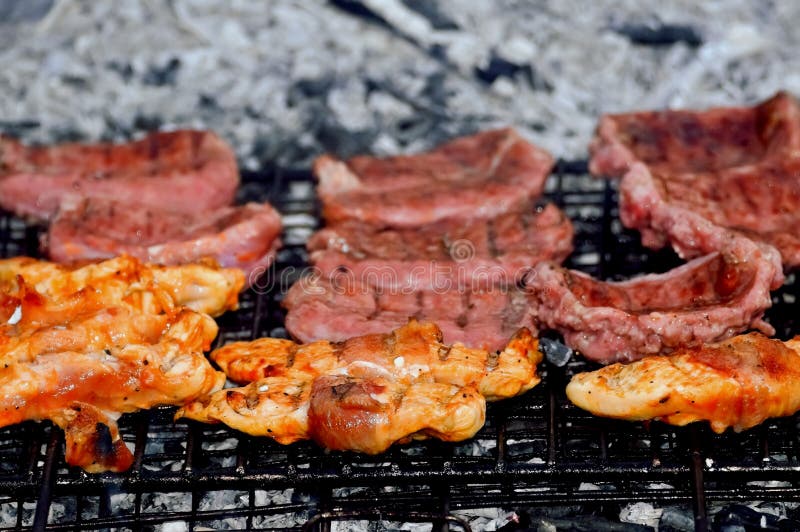 Carnes grelhadas, detalhe fotografia de stock Carnes grelhadas, detalhe fotografia de stock