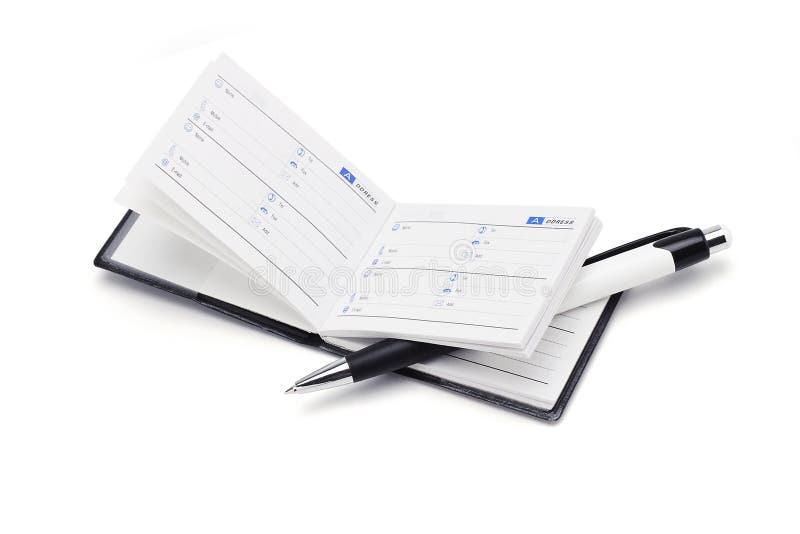 Carnet d'adresses et crayon lecteur photos stock Carnet d'adresses et crayon lecteur photos stock