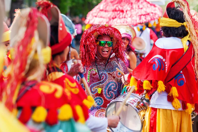 Berlin, Germany - May 15, 2016: unidentified people at the Carnival of Cultures, an annually festival in Berlin. The processions, dance and music events celebrate peace, tolerance, and multiculturalism. Berlin, Germany - May 15, 2016: unidentified people at the Carnival of Cultures, an annually festival in Berlin. The processions, dance and music events celebrate peace, tolerance, and multiculturalism