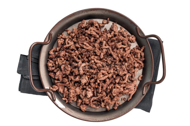 Carni di manzo e di carne di maiale, fresche cotte di carne di miniera, isolate su fondo bianco fotografia stock