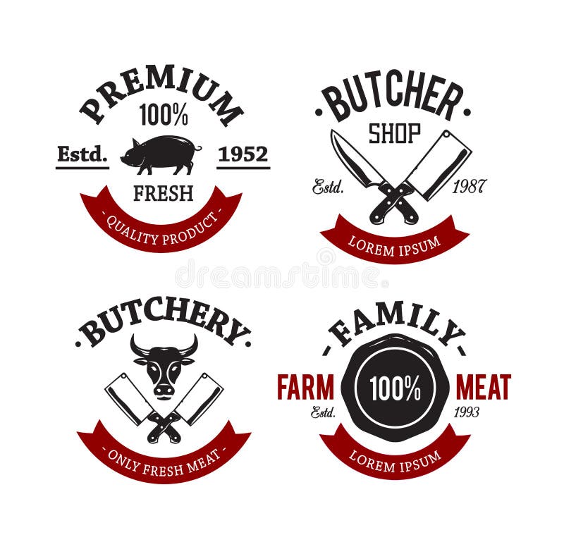 Carnicero Shop Emblems ilustración del vector Carnicero Shop Emblems ilustración del vector