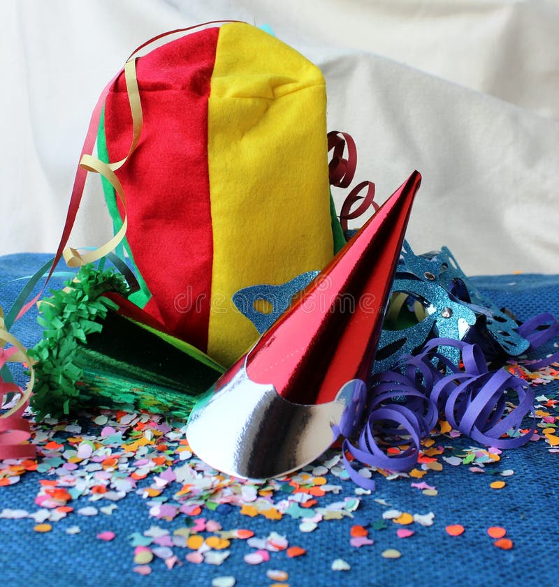 Costume Party Accessories On Blue Material Stock Photo Image of booth