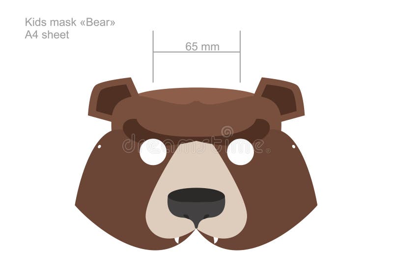 Carnival Baby Bear Mask in A4 Format. Print and Cut Out Stock Vector -  Illustration of face, animal: 55309558
