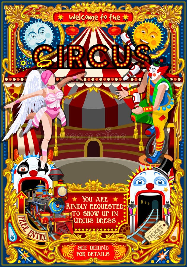 Carnival Circus Theme Park Poster Tent Invite Vector Illustration