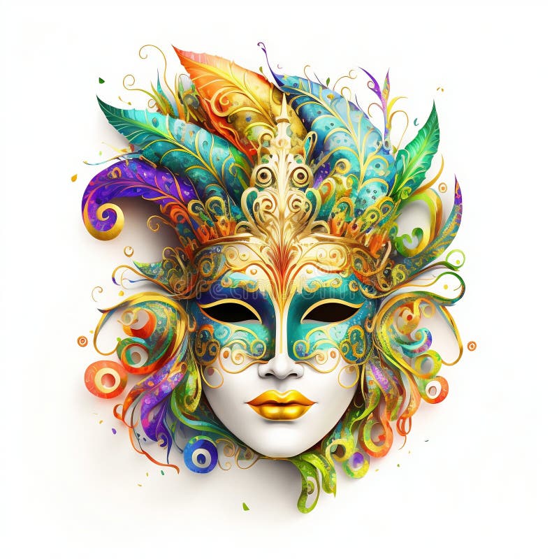Carnival Colorful Mask. Generative AI Stock Illustration - Illustration ...
