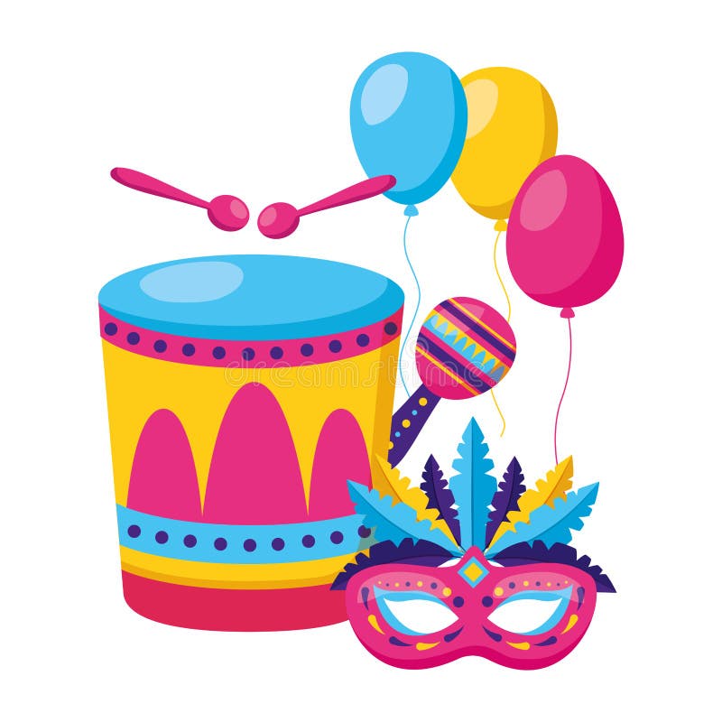 Carnival drum mask maraca stock vector. Illustration of banner 145013306