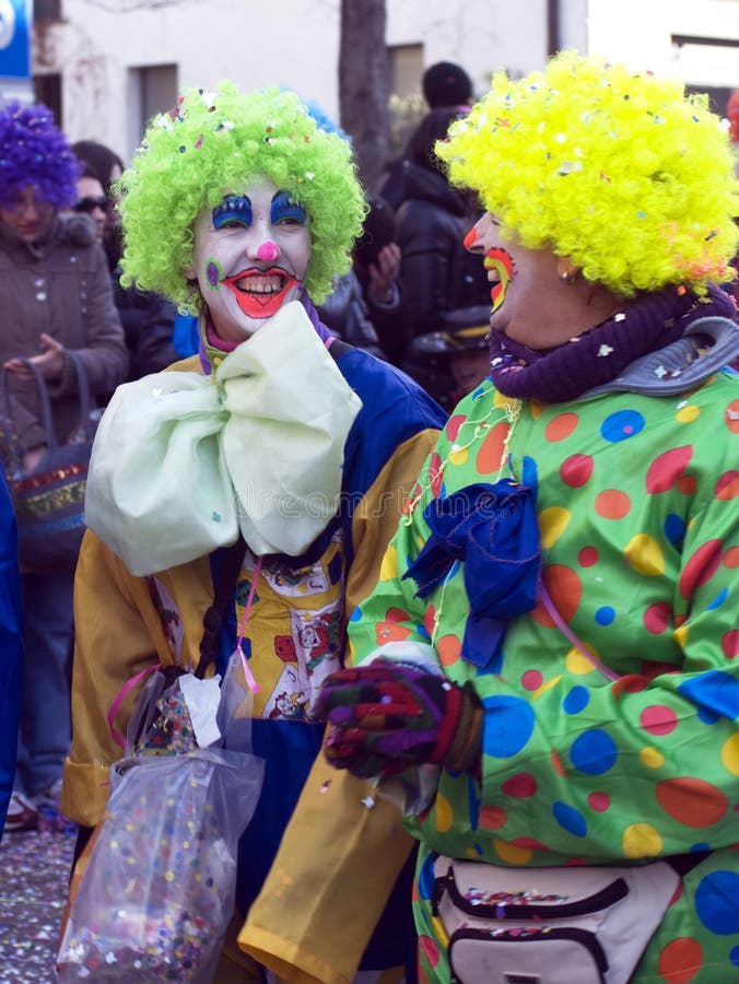 Carnival portrait of young girls at traditional italian carnival in Morbegno (Sondrio) - Italy - the parade of floats and masked groups - 22 february 2009. Carnival portrait of young girls at traditional italian carnival in Morbegno (Sondrio) - Italy - the parade of floats and masked groups - 22 february 2009