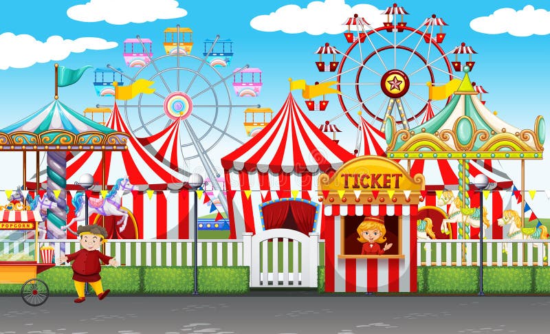 Carnival with Many Rides and Shops Stock Vector - Illustration of clipart,  graphics: 61505017