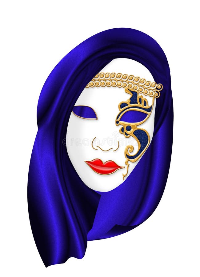 Venetian carnival mask with blue headdress (illustration)