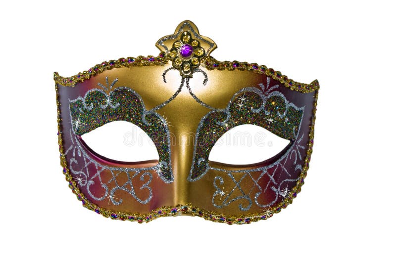 Venetian Carnival mask, gold color with stars. Isolated. Venetian Carnival mask, gold color with stars. Isolated