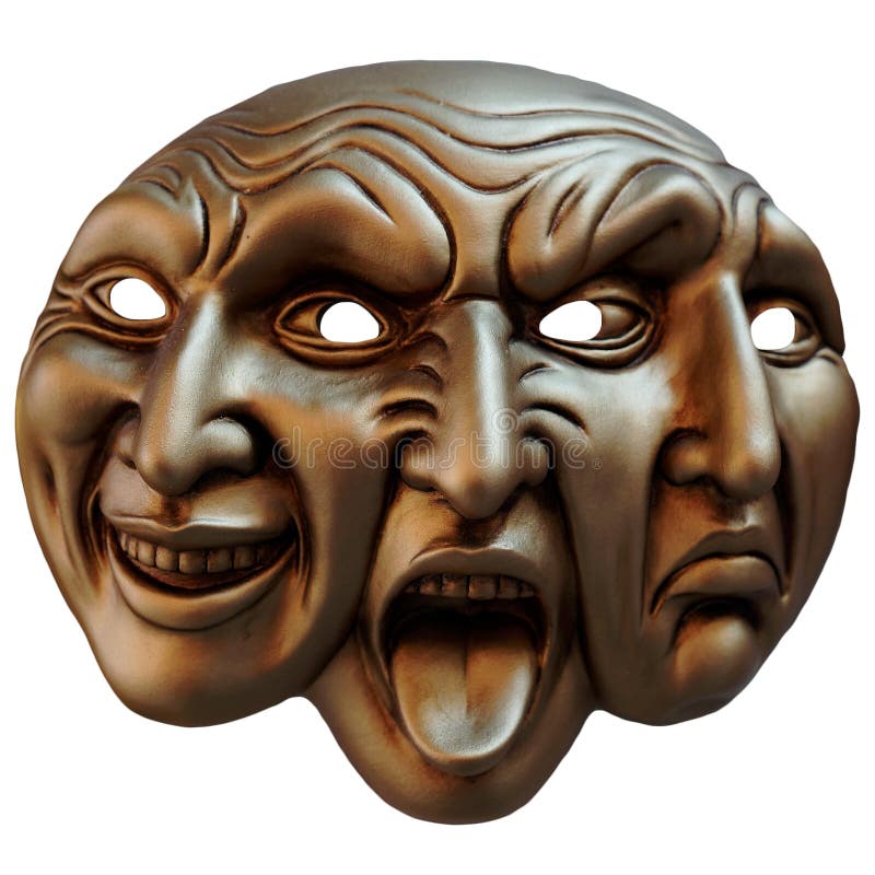 Carnival mask three faces (different mapping of human emotions). royalty free stock photo