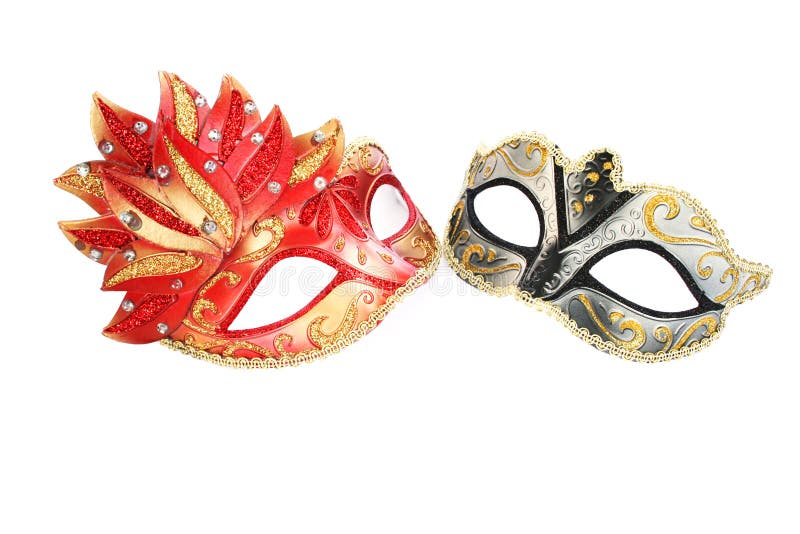 Carnival masks on white background.