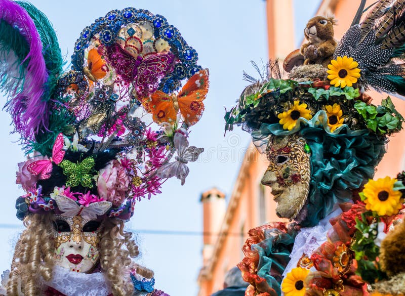 Couple in Costumes and Masks at the Carnival of Venice. Stock Image ...