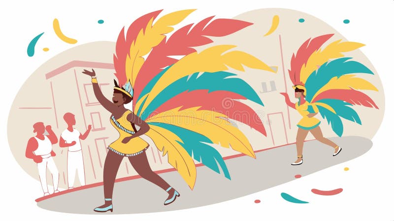 Carnivaldansare fjäderdräkt, brasiliansk karneval, festlig dansare, sambadansare, karnevalskostym vektor design Generativ AI. En carnivaldansare i en livlig fjäderdräkt, som representerar brasiliansk karnevalskultur, en festlig dansare i aktion, en sambadansare i kostym och en klassisk karnevalskostymdesign, som visar upp energin i karnevalsfirandet, skönheten i fjäderdräkterna och den festliga andan hos brasilianska karnevalsdansare vektor design Generativ AI