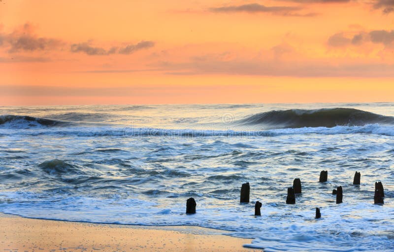 Carolina Hatteras Ocean Sunrise del nord fotografie stock Carolina Hatteras Ocean Sunrise del nord fotografie stock