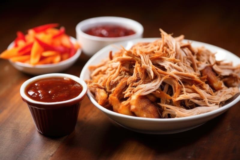 Carolinastyle Pulled Pork Served with Side of Secret Recipe Vinegar
